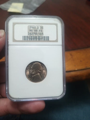 1940 D Jefferson Nickel 5C ANA Holder NGC MS66 FS 