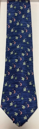 Hermes 7785 SA dark blue “Fish & moon” silk tie NIB without tags - Picture 6 of 6