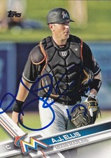 A.J. ELLIS MIAMI MARLINS SIGNED TOPPS CARD PADRES LOS ANGELES DODGERS PHILLIES