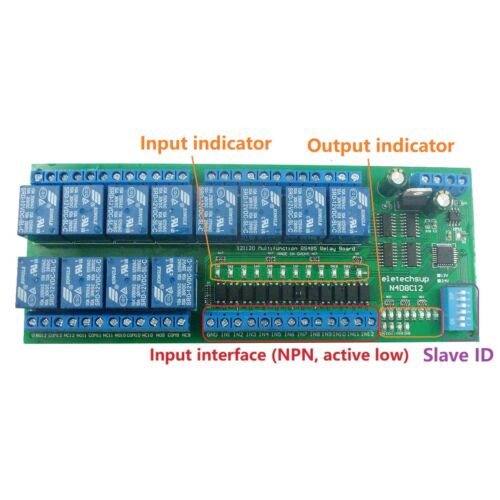12ch Digital IO UART RS485 Relay Module Modbus RTU DIN35 C45 Rail Box PLC PTZ - Picture 7 of 14