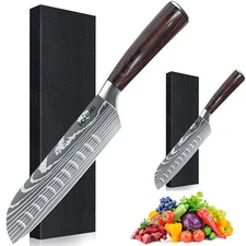 Santoku Knife 7 in Kitchen Knife Ultra Sharp Edge Forged Professional Chef Knife