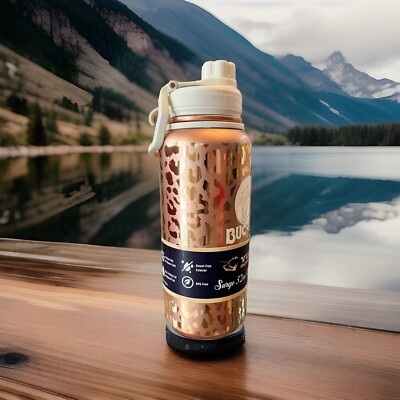 Buc-ee's Yukon Outfitters Gold Leopard Surge Water Bottle 32 Oz