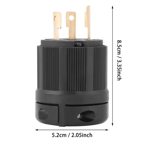 Black Generator Plug 3-Prong Power Inlet Locking Male Plug Diesel Generators - Picture 2 of 11