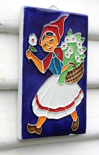 Vintage Creazioni Luciano Ceramic Wall Tile Little Red Riding Hood Art Italy - Picture 2 of 13