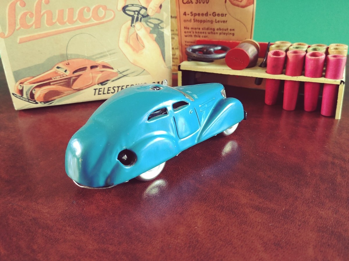1930's Schuco 3000 Tin Wind-up Telesteering Car Tinplate w