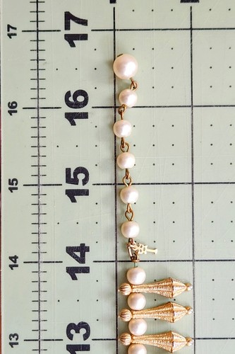 RARE Vtg Trifari Alfred Phillippe Necklace Gold Tone & Pearls Egyptian Revival - Picture 9 of 10