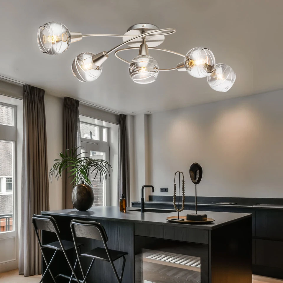 Plafoniera Lampada Letto Vetro Sfere Fumé LED L 62,5 CM - Immagine 4 di 4