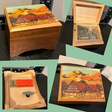 MAPSA Vintage Wood Music Box Swiss Musical Movement “Donau So Blau” Landscape X