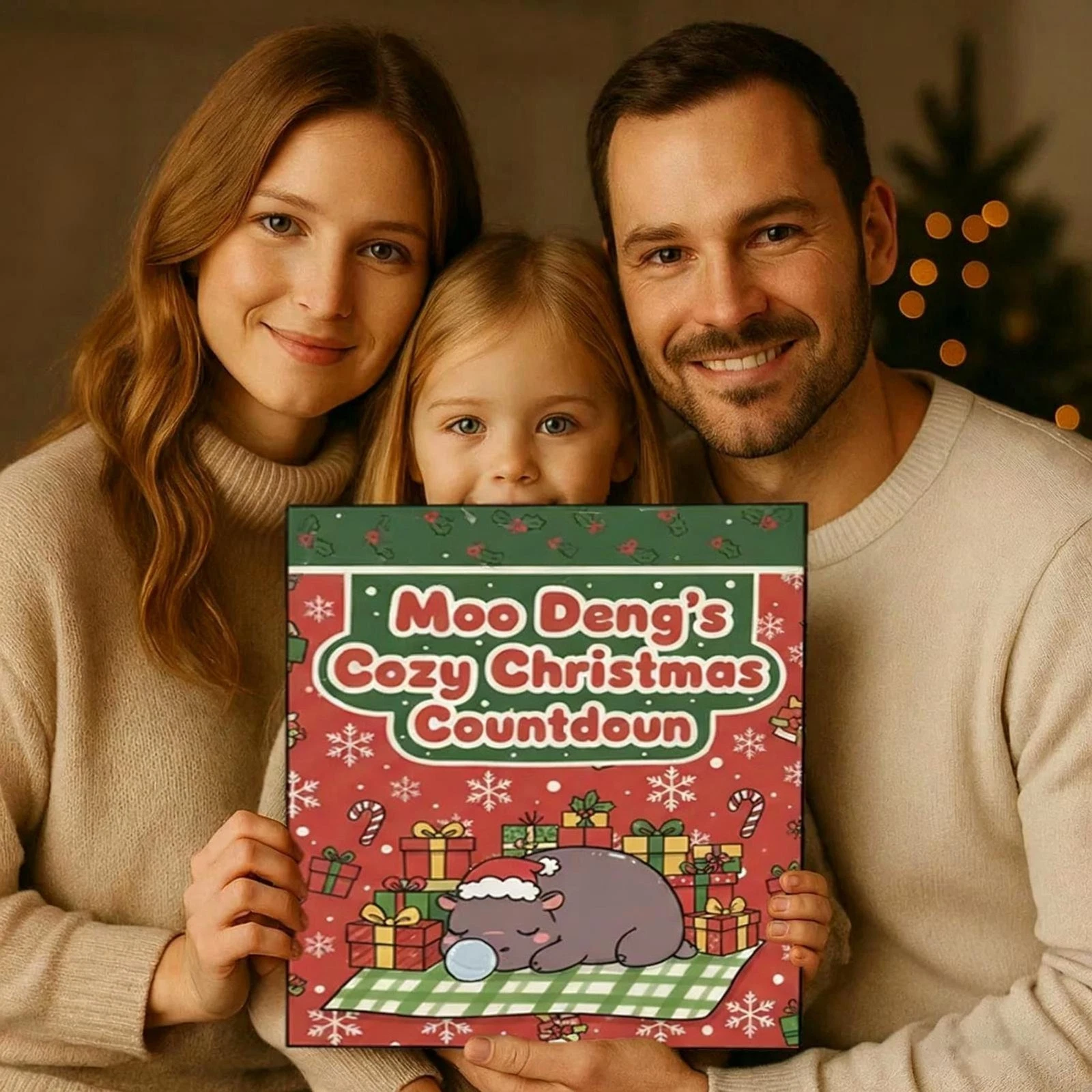 2025 Hippo Acrylic Advent Calendar Seasonal 24-Day Home Decor