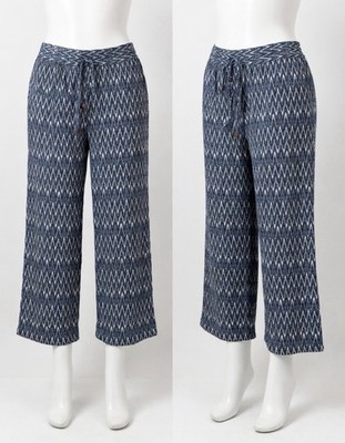 HESTER & ORCHARD size XL 100% Rayon Blue And White Zigzag Pants