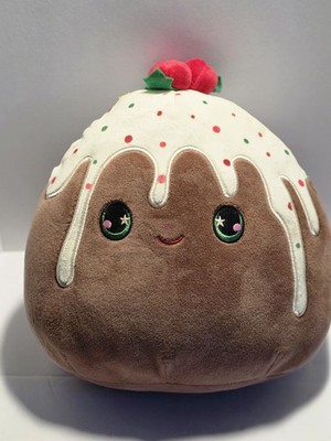 Squishmallows Holiday Christmas Pudding Food Plush Soft Stuffed Brown Pillow