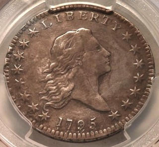 1795 50C PCGS VF Detail Recut Date 3 Leaves RARE Flowing Hair Silver Half Dollar