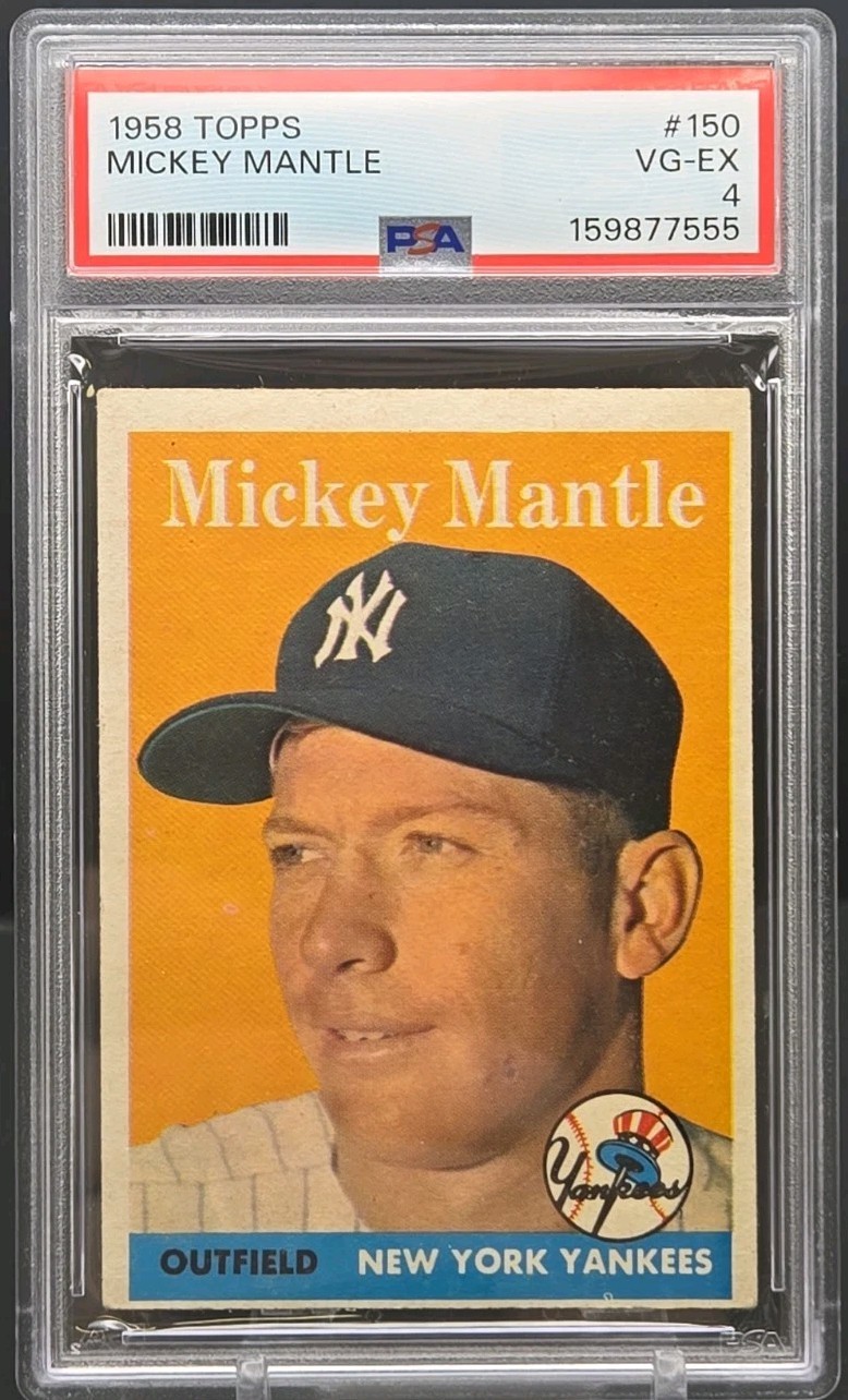 Mickey Mantle 1958 Topps Baseball #150 New York Yankees PSA 4 Vintage KS5 view 1