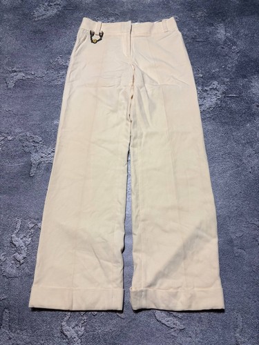 Celine, Vtg 00s CELINE Paris Luxury Beige Wool Trousers Pants Metall Logo Womens Size 36