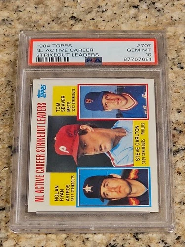 1984 TOPPS #707 NOLAN RYAN-STEVE CARLTON-TOM SEAVER PSA 10