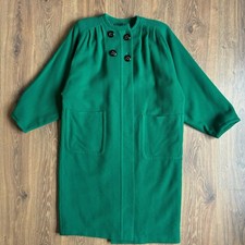 Vintage Valentino Miss V Green Wool Coat IT42 Oversized Balloon Sleeve Rare 90s