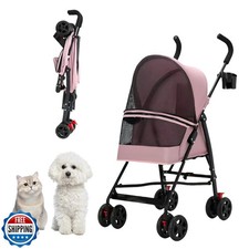 Pet Stroller for Small Dogs and Cats,CYUmail 4 Wheels Foldable Dog Stroller,P