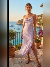 MOTF Satin  Paisley Print Midi Dress Woman's M