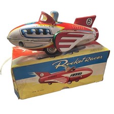 Vintage Rocket Racer Collectible Space Friction Tin Toy MF735 In Original Box