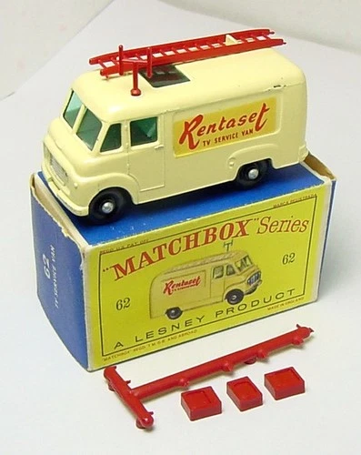 1963 LESNEY MATCHBOX NO. 62 RENTASET TV SERVICE VAN COMPLETE! N-MIB!