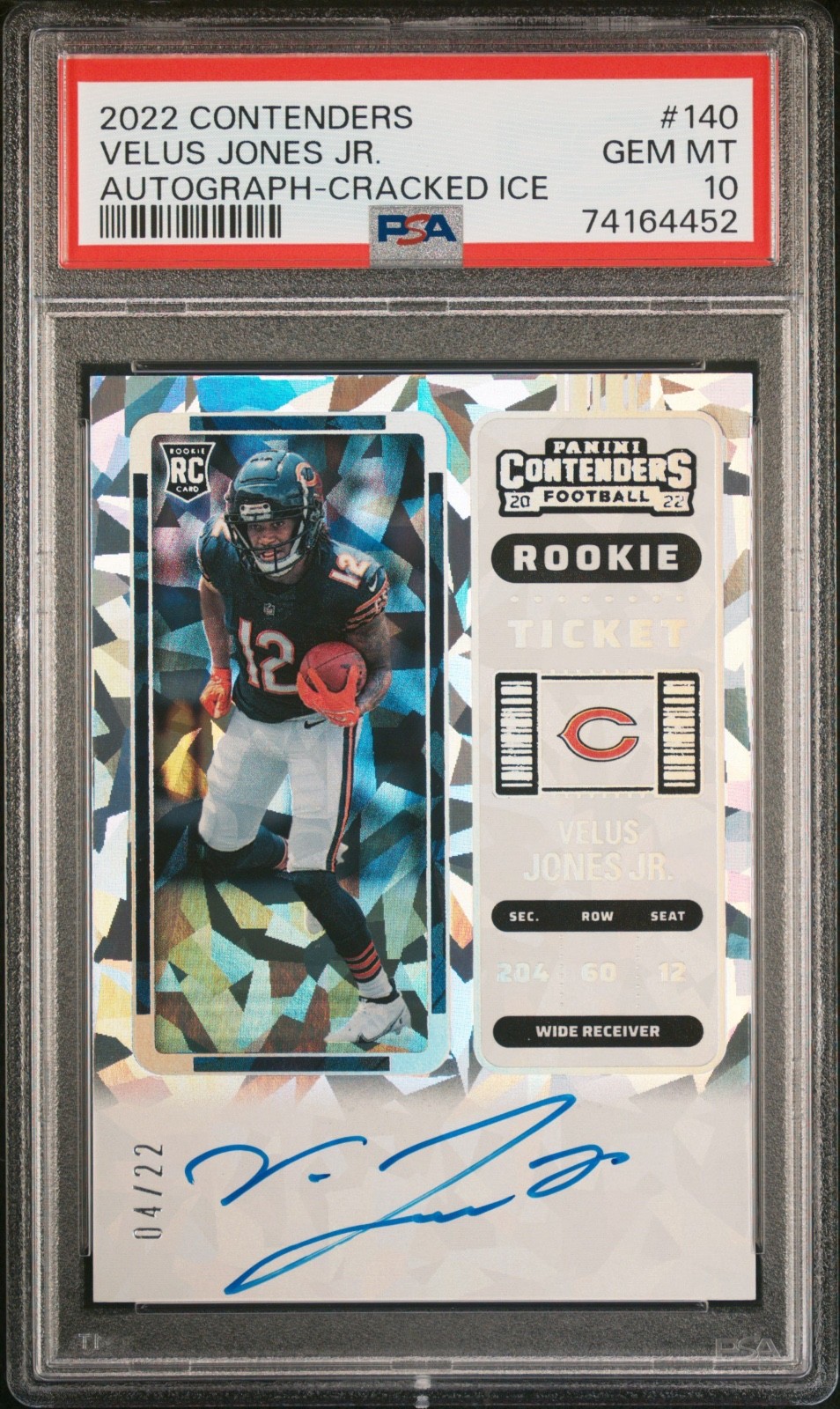 Velus Jones Jr. Panini Contenders #140 Autograph-Cracked Ice