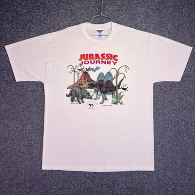 Jurassic Journey Shirt Mens XL Cream Vintage Jerzees Dinosaur Graphic Newark OH
