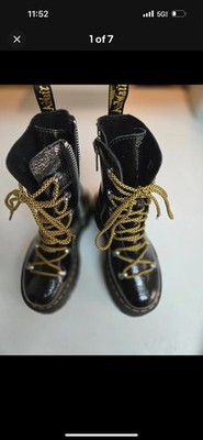 DR. Martens GHILANA MAX Platform Boots Black Patent Leather, Women's Size 5 US