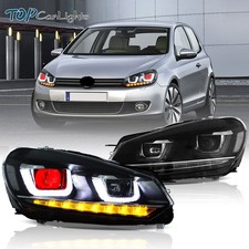 LED DRL Projector Headlights For Volkswagen Golf Mk6 2010-14 W/Demon Eye(ON/OFF)
