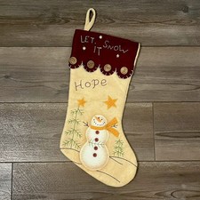 Christmas Stocking Snowman Let it Snow Embroidered Decor Embellished