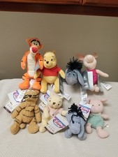 Disney Store Lot Of 8 Classic & Modern Bean Bag Plush Pooh Tigger Eeyore Piglet