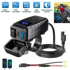 Waterproof QC 3.0 Motorcycle Dual USB Phone GPS Super Fast Charger Adapter LED