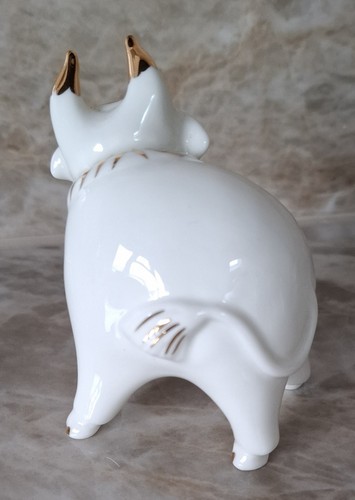 LOMONOSOV STYLISED BULL WHITE WITH 22ct GOLD RUSSIAN PORCELAIN FIGURE - Picture 3 of 6