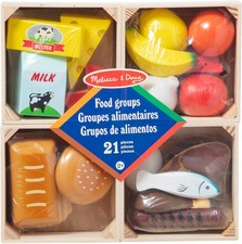 Melissa Doug Food Groups - 21 Hand-Painted Wooden Pieces and 4 Crates