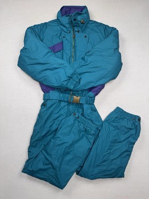 MC KEE S  80s 90s Vintage Ski Overall blau türkis abnehmbare Ärmel Gr. M UNISEX