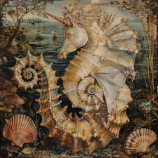 maritimes Bild, seahorse Einhorn der Meere, holländischer Maler Cornelius van Aa