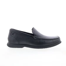 Rockport Jensen Mens Black Leather Slip On Loafers & Slip Ons Casual Shoes