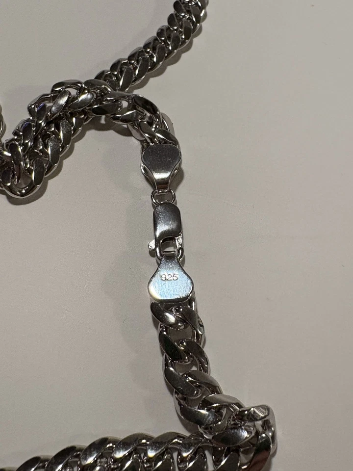 "Cadena cubana de 20"" de plata de ley 925 de rodio pesado 60,1 g audaz, alto pulido" Foto 4 de 4