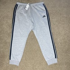 adidas men essentials 3-stripes fleece pants Grey 2XL New Sweats NWT JE6318