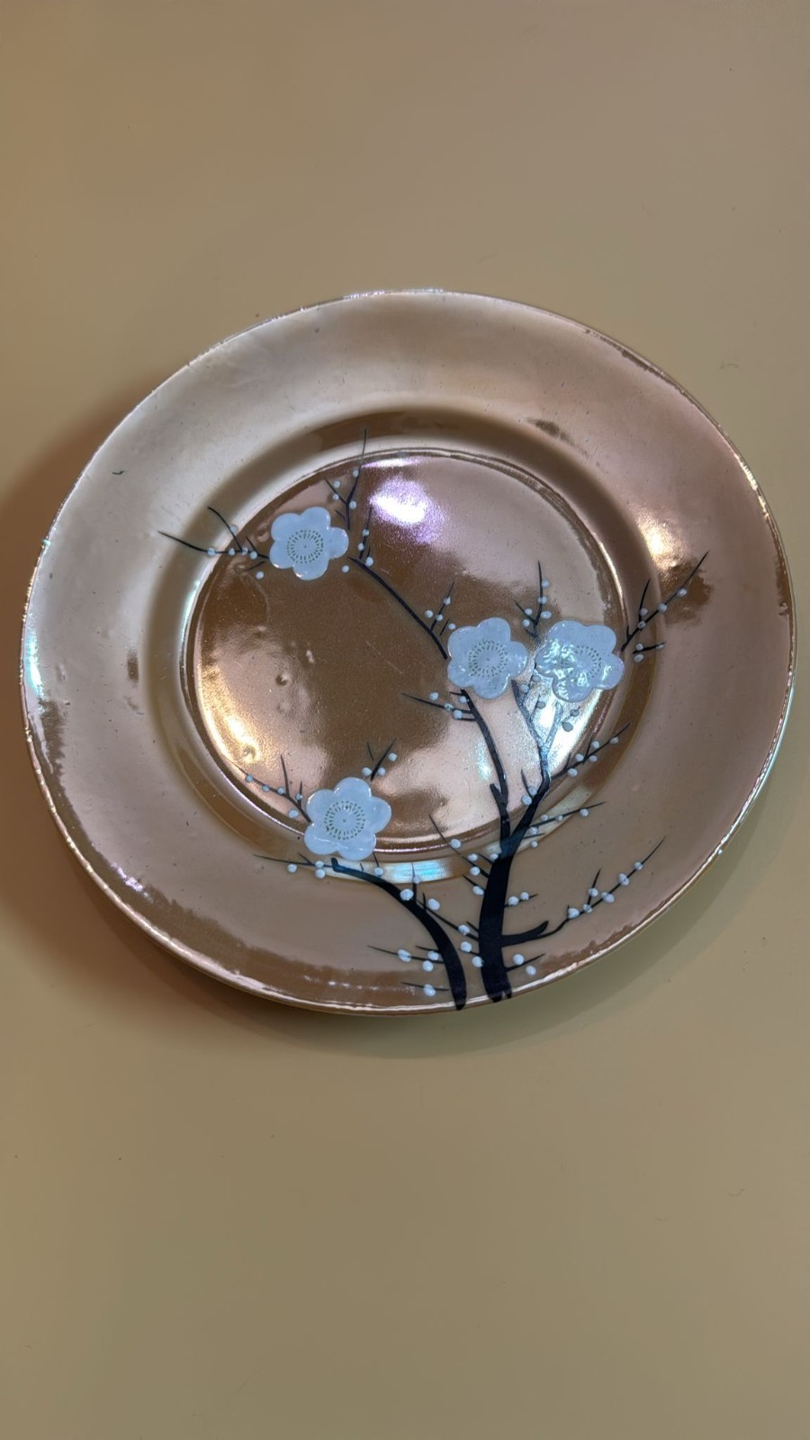 Vintage TA Japan Lusterware Tea Set Cherry Blossom Service for 6 Gold Peach Pink