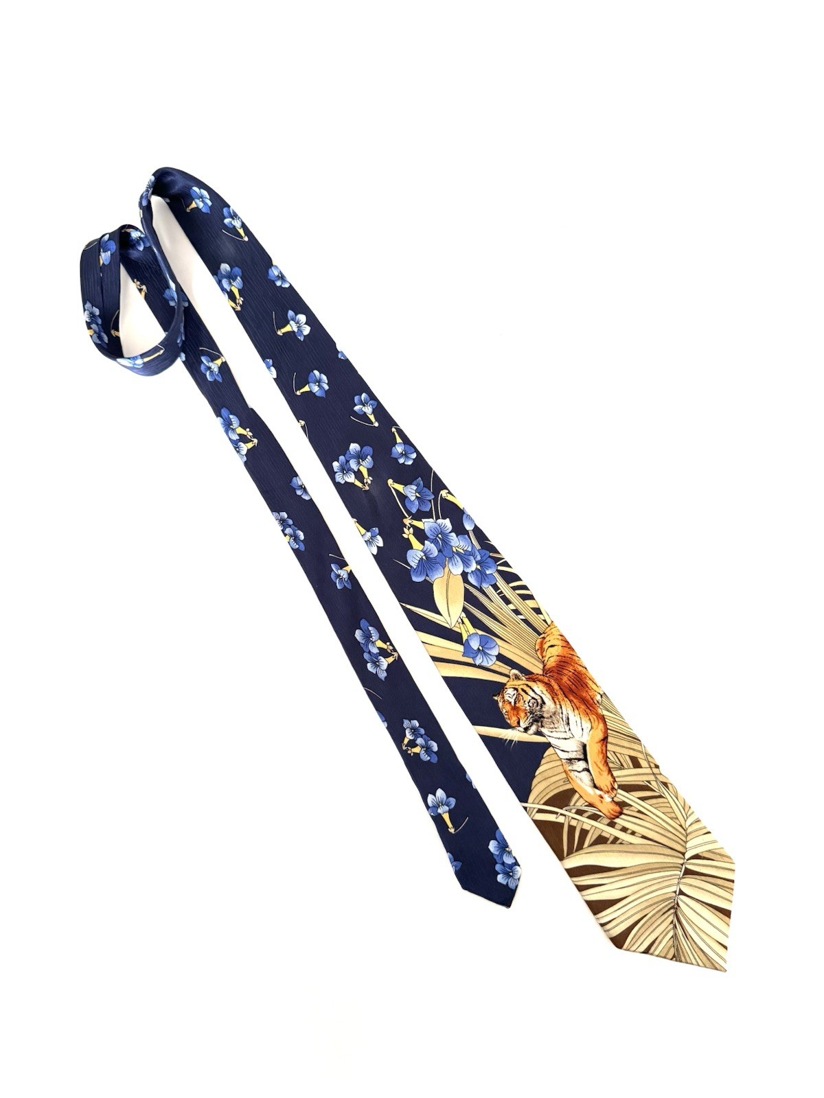 Leonard Paris Tie 100% Silk Neck Tie.  Made In Italy. Authentic. Tiger.