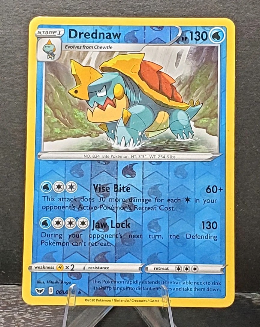 Pokemon 61/202 DREDNAW Reverse Holo Sword & Shield Pokemon GTC card LP
