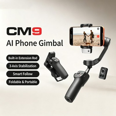 CM9 3-Axis Handheld Gimbal Stabilizer for Smartphone, Anti-Shake, 360° Rotation