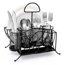  Silverware Caddy Paper Plate Napkin Holder, Utensil Holder with Handle, 