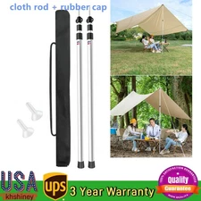2× Tent Pole Telescopic Adjustable Tarp Poles for Camping Canopy Awning Shelter