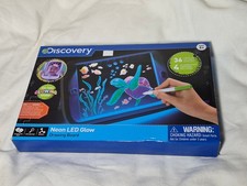 DISCOVERY Neon LED GLOW Drawing Board W/4 Markers See Thru Glowing Board Age 6
