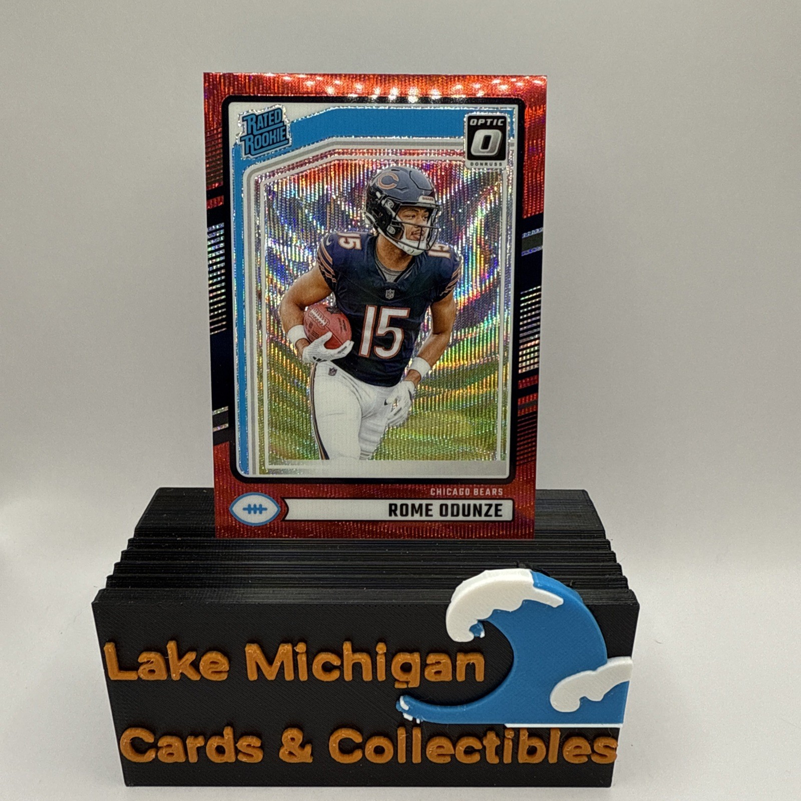 2024 Panini Donruss - Rated Rookie Rome Odunze #309 Optic Preview Red Wave Prizm