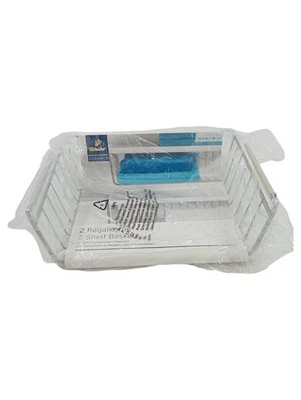 Tchibo 2 Paniers Rangement Métal Argenté 41x14x28cm Neuf - Photo 1/4
