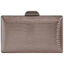 JNB Women's Metallic Material Hard Case Evening Party Clutch Pewter50