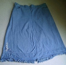 Denim Skirt 2x Midi Pull On Fringe Western Cowboy Bohemian Cottage Peasant VTG