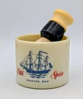 Vintage Old Spice Shaving Mug w/ Brush Ship Logo Cream Color Milk Glass